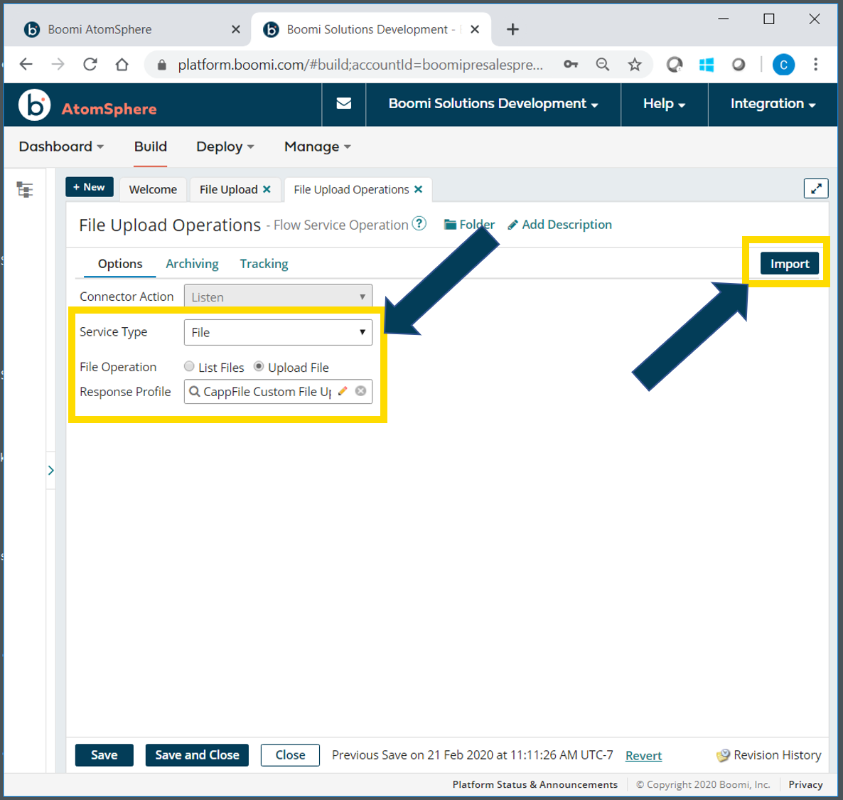 Article File Uploads with the Flow Services Server Component Boomi