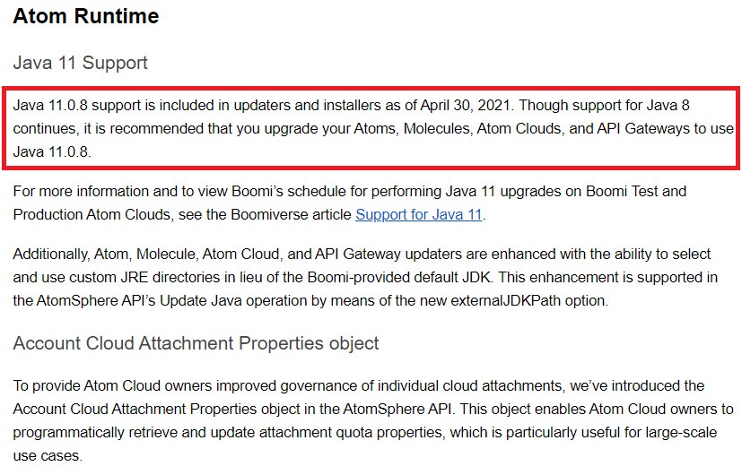 Article Japanese Practical Guide, Upgrade guide for ‘Update to use Java 11.0.8.10.1’ Boomi