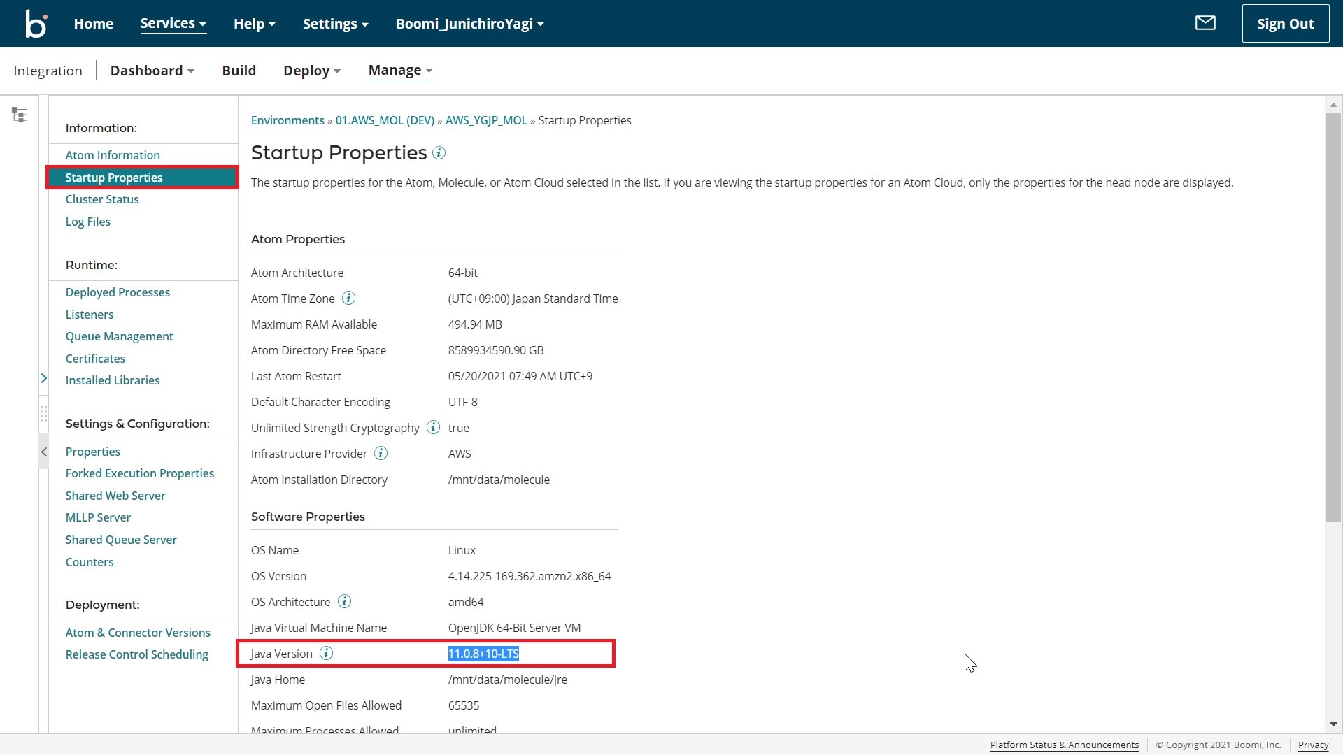 Article Japanese Practical Guide, Upgrade guide for ‘Update to use Java 11.0.8.10.1’ Boomi